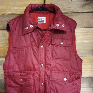 Vintage Sigallo Men's Size Small Insulated Puffer Vest Jacket Red Nylon Snap